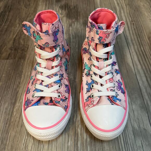 Converse Youth Size 3 A01673F HI Pink Unicorn High Top Sneakers Chuck Taylors - Picture 2 of 5